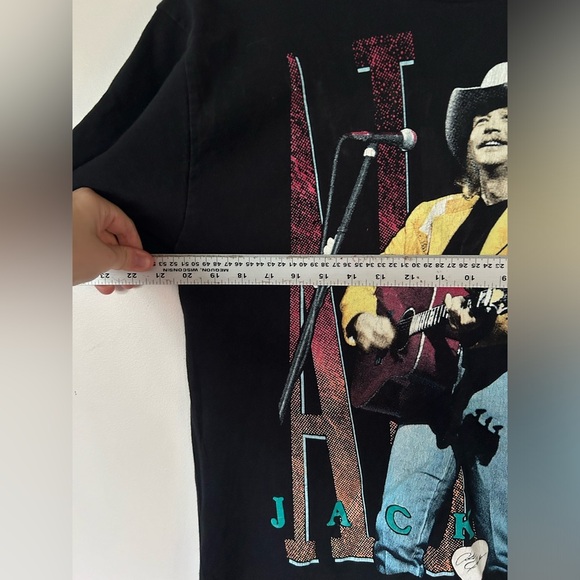 VINTAGE Alan Jackson Shirt L On Tour Concert Black Turquoise Trim 1994 - Picture 3 of 8